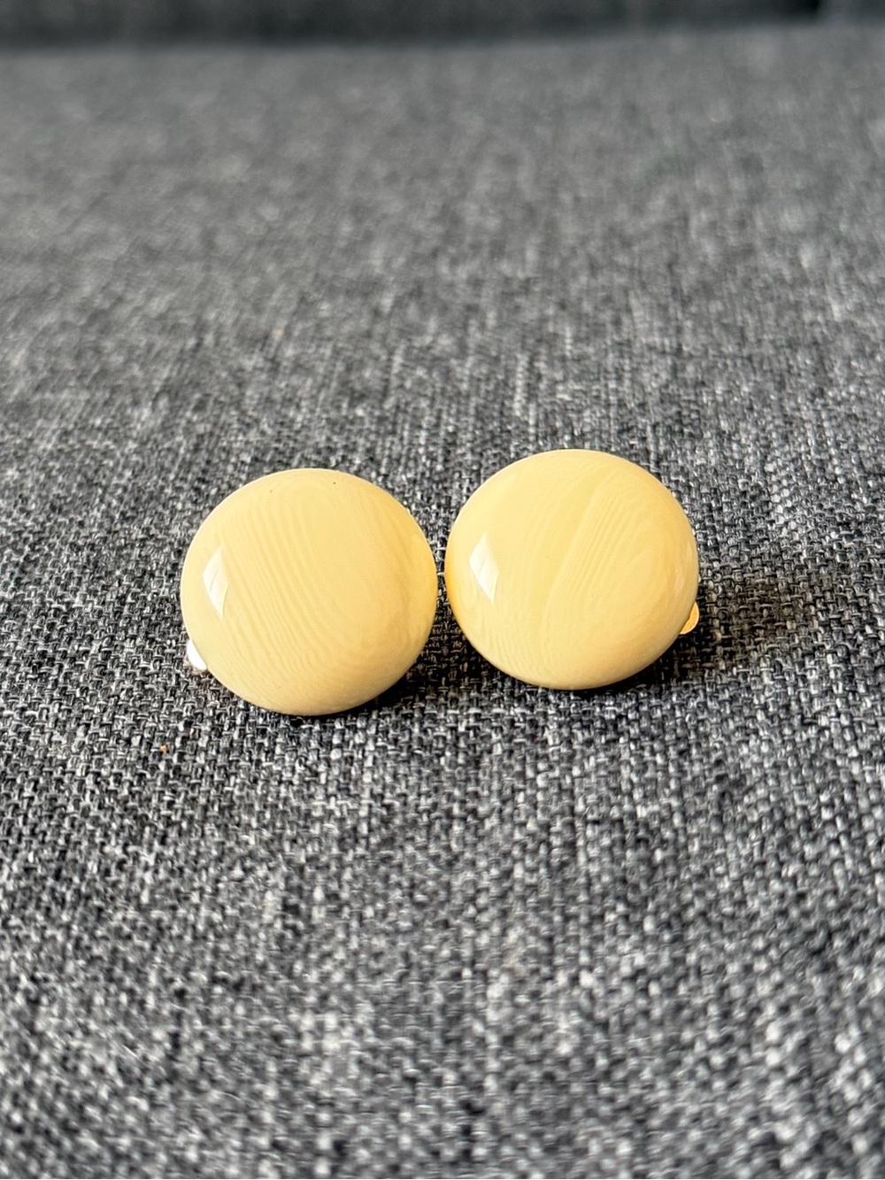 Yellow Round Button Clip-On Earrings - Classic Women's Accessory